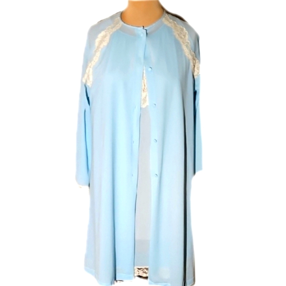 Vintage Van Raalte Robe And Chemise Peignoire Set. Size Small
